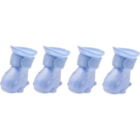 Bottes de pluie pour chiens et chats Qrity (lot de 4), protection pour les pattes, chaussures d'extérieur pour chiots et chats avec fermeture auto-agrippante réglable - Taille M (1/5)