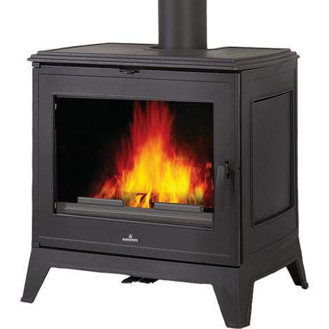 Bronpi – Poêle à bois en fonte 14 kW – Volume de chauffe 350 m³ – Longueur bûche 60 cm – Rendement 80% – Sortie fumées supérieure ou arrière