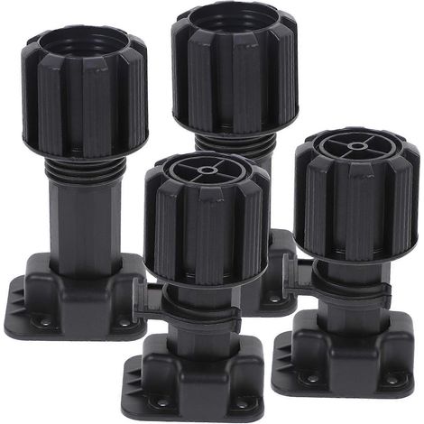 Pieds de support réglables noirs pour meubles, embouts en plastique, pieds de meubles (lot de 4) (1/5)