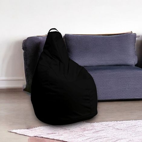 Dmora - Pouf Abner, Mehrzwecksessel, Sitzsack, Hockerhocker, Made in Italy, 90x90 h120 cm, Schwarz (1/4)