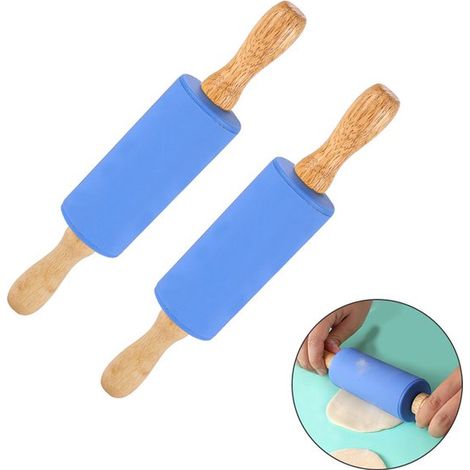 Set di 2 mattarelli antiaderenti in silicone, mini mattarello in silicone piccolo per lavoretti e dolci per bambini, 23 x 4,5 x 4,5 cm (1/5)