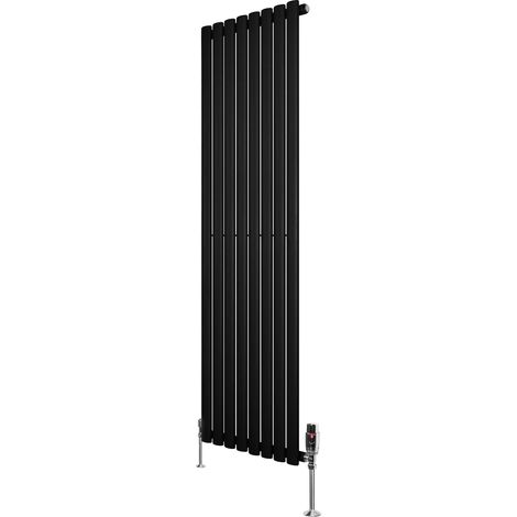 Oval Single Column Radiator & Valves – 1600mm x 480mm – Black (1/5)