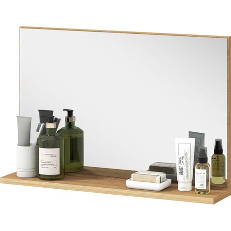 Miroir mural salle de bain avec étagère - Moderne, multifonctionnel, bois, 60x12x40 cm