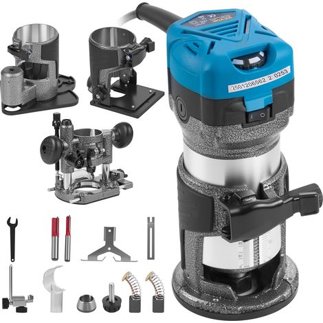Mophorn Holzfräse-Werkzeugsatz, 710 W, elektrischer Handtrimmer, 30.000 U/min, variable Geschwindigkeit, kompakter Laminator mit 4 Sockeln