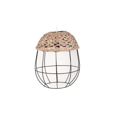 Suspension en osier et fer, diam. 30 x 36 cm
