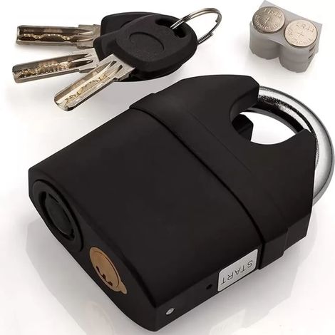 Cadenas Alarme Étanche En Acier - 110 dB - Corps En Alliage De Zinc Durci - Diamètre De Tête 10 mm - Pour Abri Jardin Portail Extérieur - 1 Pièce
