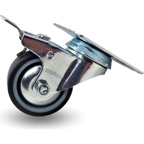 Rueda giratoria, juego de ruedas, freno, 100 mm, 90 kg, BDPE 1001, termoplástico (1/5)