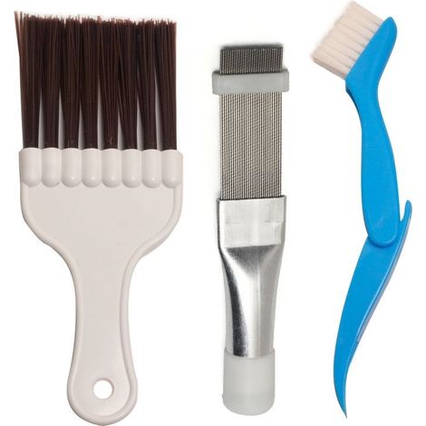 Peigne d'Aileron de Condensateur de Climatiseur,3pcs Nettoyeur d'Ailettes de Climatiseur,Brosse de Climatiseur,Brosse de Nettoyage en Acier Inoxydable,Outil Radiateur (1/5)