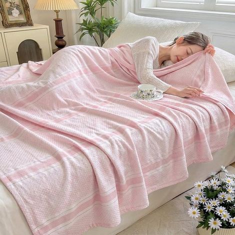 Couverture rafraîchissante - 110x150 cm - Couverture d'été - Double face - Fibres de bambou - Rose - Couette d'été fine - Couverture auto-rafraîchissante - A (1/4)