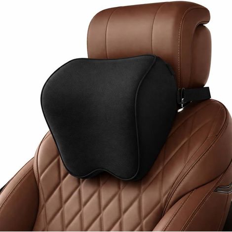 BelleRise - Coussin de nuque pour voiture, douceur Coussin appuie-tête pour la conduite avec sangle réglable, Mousse à mémoire de forme(Noir) (1/5)