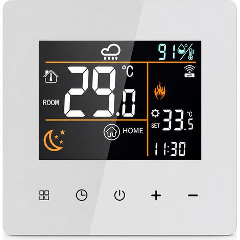 Thermostat WiFi K9 Blanc 3A pour Chauffage Hydraulique et Chaudière, Contrôle à Distance (1/5)