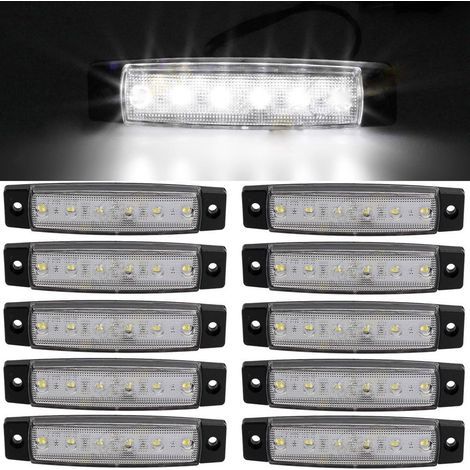 10 pcs 9.7 cm 6 LED Side 12V LED MARKER Trailer Marker Lights for Truck, Amber Marker Light, Rear Side Marker Light, Truck Cab Marker Lights, RV Convoy (1/5)