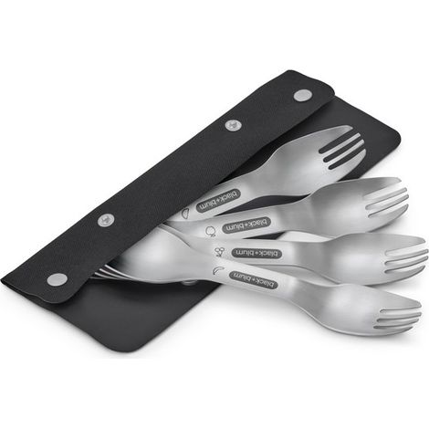 Set di 4 posate in acciaio, 5 pezzi, NUOVO / Nero+Blu (1/5)