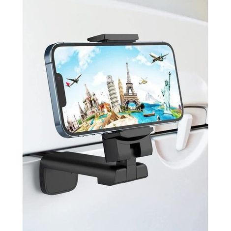 Support Telephone Portable - 360 Degres Rotation - Pour Voyage En Avion - Noir - 1 Piece (1/5)