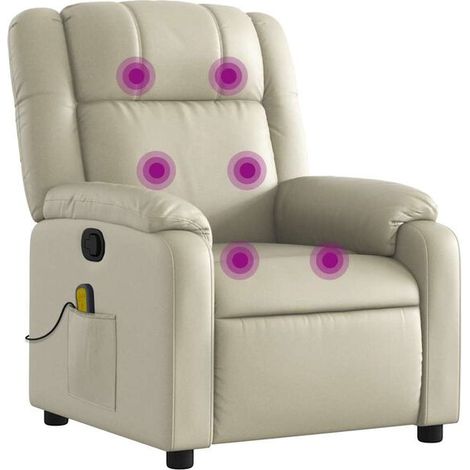 Fauteuil de massage inclinable en similicuir beige (1/5)