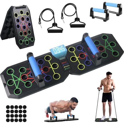 Planche de Pompes Pliable avec Compteur Intelligent, Push Up Rack Board Multifonctionnelle Pliante avec Coussinets en Antidérapants, Planche Push up Bar pour Musculation et Sport Maison