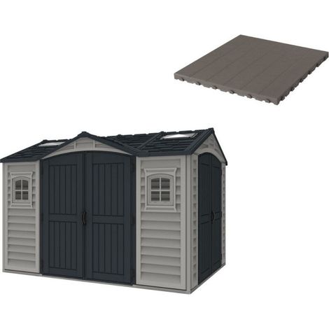 Pavimento per Casetta Box da Giardino 326x240x235 cm in Plastica Grigio