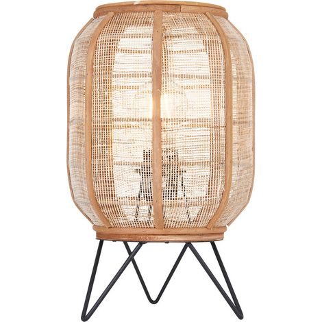Endon Zaire Lampada da tavolo completa, lino naturale, bambù naturale, nero opaco (1/5)