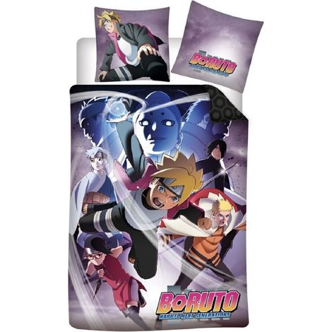 Boruto Bettwäsche-Set 140x200 cm + 65x65 cm – 100% Baumwolle für Anime-Fans