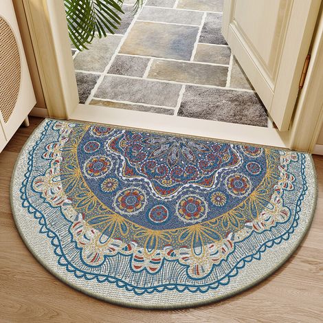 Tapis De Seuil Demi-Rond - Surface En Velours Cristal Et Dos En Caoutchouc Granuleux - Non Glissant - Pour Intérieur Et Extérieur - 60 X 90 Cm - 1 Pièce (1/5)