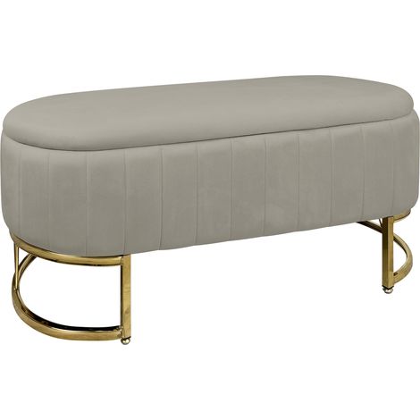 Panca Imbottita Divanetto In Velluto Contenitore Pouf PortaOggetti Panca Sgabello A Pie Di Letto Con Gambe In Metallo Dorato Cassapanca Ingresso Legno Massello Panchina  Tortora (1/5)