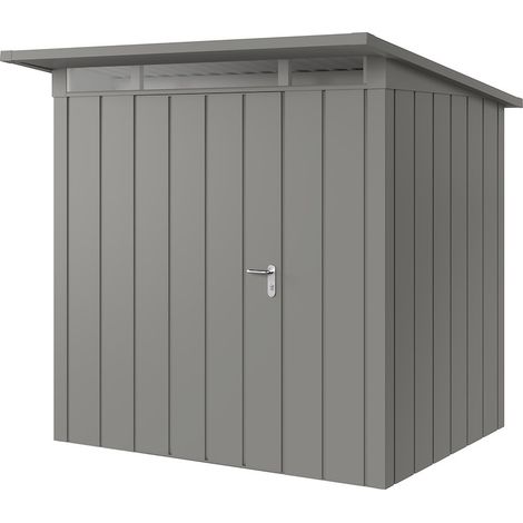 Hörmann Metall-Gerätehaus "Juno" mit Pultdach, JPD4 - Modern, 214 x 166 cm (B x T), graualuminium, 1-flüglige Tür, Anschlag links