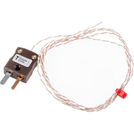 Thermocouple type T, L 1m, +250°C max à Fiche mâle miniature ( Prix pour 1 )