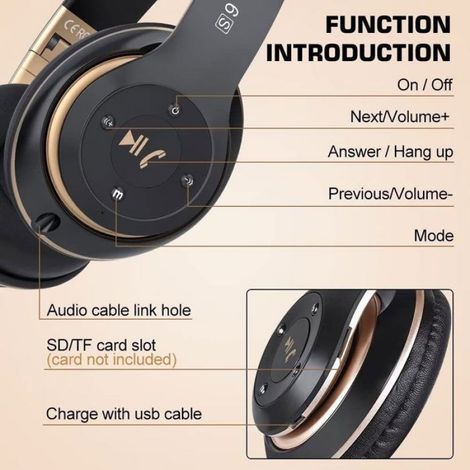 Casque Bluetooth supra-auriculaire avec 6 modes d'égalisation, technologie Bluetooth 5.3, casque Bluetooth, 40 heures d'écoute s (1/5)