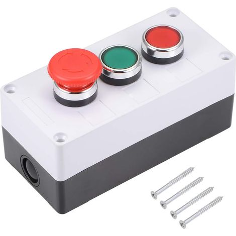 Bouton Poussoir Boîte Commutation Momentané NO NC Rouge Vert Interrupteurs et Arrêt Urgence (1/5)