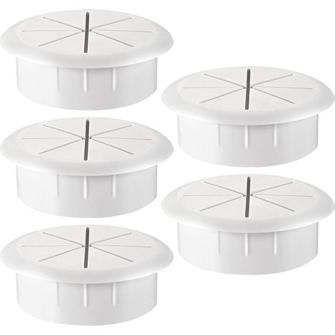 Lot de 5 passe-câbles plastique blanc Ø 60 mm - Manchons souples pour câblage électrique et rangement des fils (1/5)
