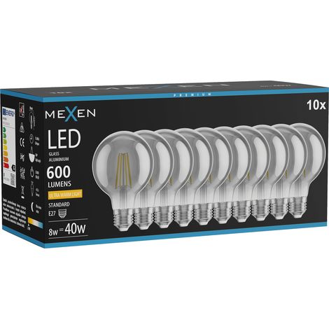 Mexen Vintis 10x Ampoule filament LED E27, G80, 8W, Chaude - 2200K, 600 lm, fumée - L155-E27-0822-70x10 (1/5)