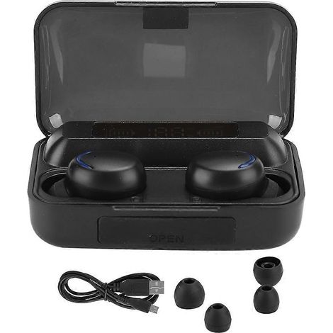 F9-5 Kabelloses Headset, schwarzes ABS-Gehäuse, digitales LED-Display, Touch-Steuerung mit Atemlicht, Bluetooth-Headset für Zuhause und Büro (1/5)