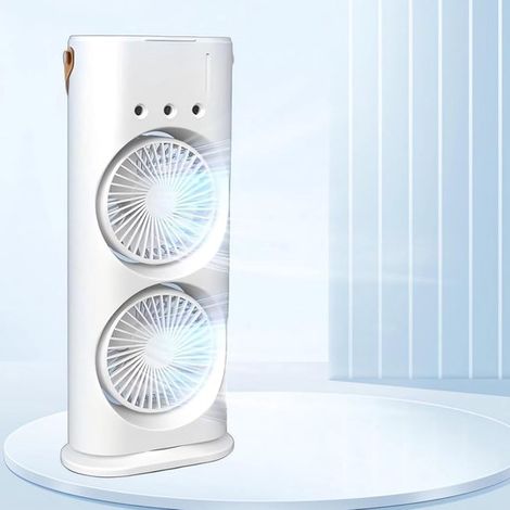 Mini raffrescatore d'aria - Condizionatore portatile - Ventilatore a spruzzo ricaricabile - Dotato di ventola a rotazione bidirezionale, 3 velocità del vento e 3 modalità di spruzzo - Bianco (1/5)