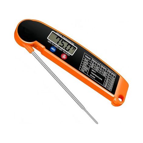 Ultraschnelles digitales Lebensmittelthermometer – Messergebnis in 2 bis 3 Sekunden, faltbar, magnetische Rückseite, ideal für Fleisch, Grillgut und Gebäck (1/5)