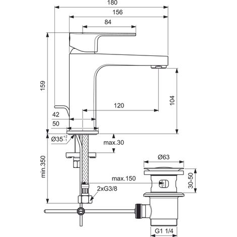 IDEAL STANDARD Cerafine D H105 Lavabo Con P