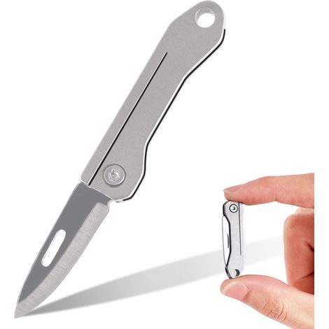 Couteau de Poche, Acier inoxydable Couteau Pliant de Pochem, Couteau Porte Clé, Canif de Poche Pliant pour le camping, la randonnée et l'extérieur (1/5)