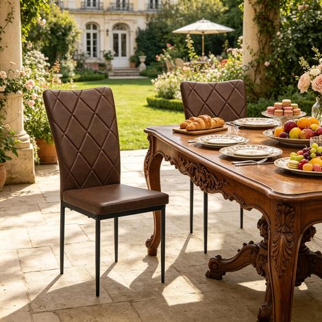 Chaises de salle d'attente, chaises de salle à manger à dossier haut, chaises de bureau confortables, chaises de cuisine élégantes, chaises de salon, chaises de réception (4 chaises seulement) (1/4)