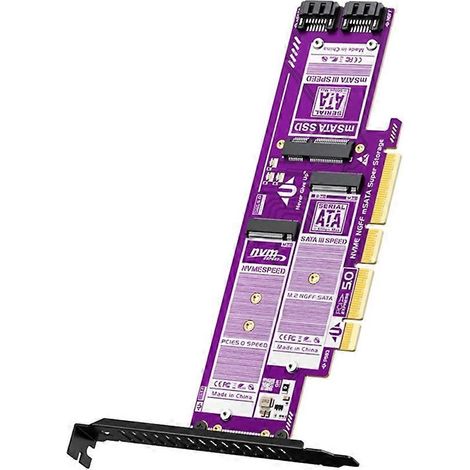 JEYI PCIe 5.0 zu M.2 NVMe+SATA+MSATA Adapterkarte, Remote-Boot-Karte für Computer, 128 Gbit/s, PCIe 5.0 x4 zu M.2 NVMe (1/5)