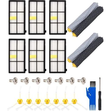Kit de pièces de rechange pour aspirateurs iRobot Roomba des séries 800 et 900 : brosses, pièces détachées pour aspirateurs des séries 800, 900, 890, 880, 870, 990, 980, 976 et 900, 2 jeux de brosses  (1/5)