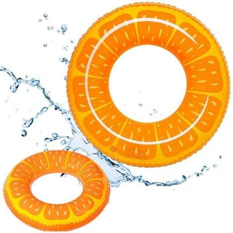 Anneau De Natation - 90 Cm Avant Gonflage - Pour Enfants Et Adultes - En Vinyle Chloré - Orange - 1 Pièce (1/5)