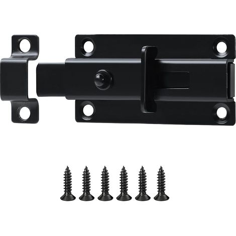 Verrous Loquet Porte Extérieur, 8.6x4.5 CM, Targette Verrou Portail Pratique Durable, Verrou Porte Interieure en Acier Inoxydable, Loquet Porte Coulissante Pour Portes, Fenêtres, Clôtures, Noir (1/5)