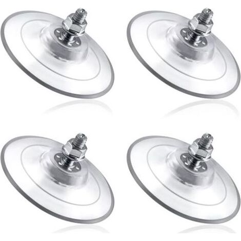Lot de 4 grandes ventouses avec écrou à vis M8 de 85 mm en PVC transparent - Ventouses en verre extra fortes et épaisses (1/5)