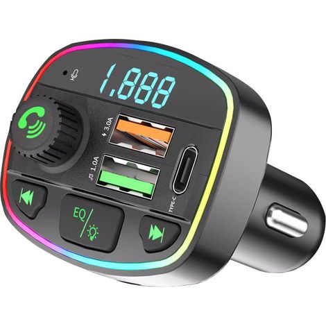 Q16 Car Phone Charger, Bluetooth MP3 Player, Hands-free Calling, Bluetooth Transmitter, Car Cigarette Lighter Fast Charging - Black (1/3)