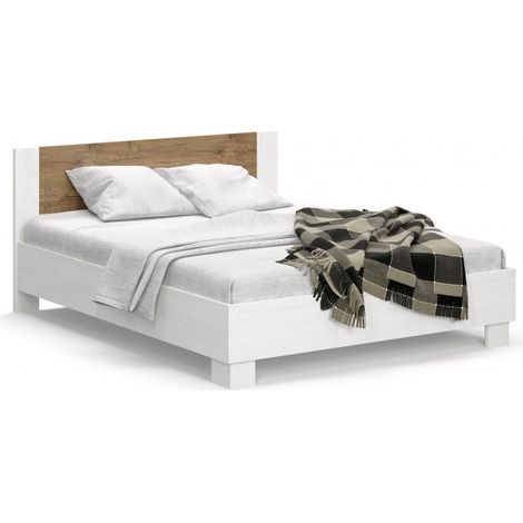 Lit 180x200 cm MARKOS avec sommier et lattes coloris pin anderson et chêne (1/3)