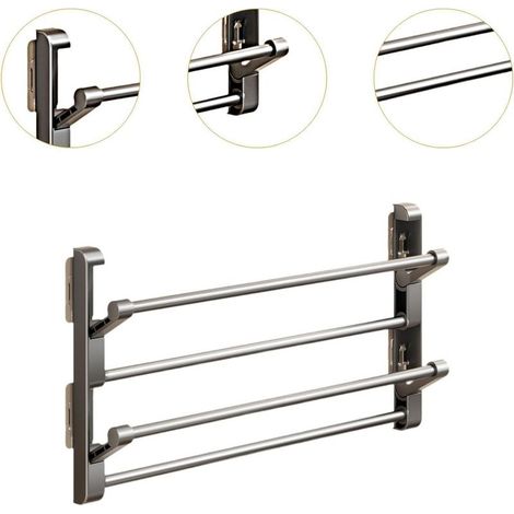 Étagère à chaussures murale pliable en aluminium à 2 niveaux pour porte de chambre 1 étagère à chaussures pliable à 2 niveaux Rangement de chaussures Articles ménagers et de nettoyage (1/5)