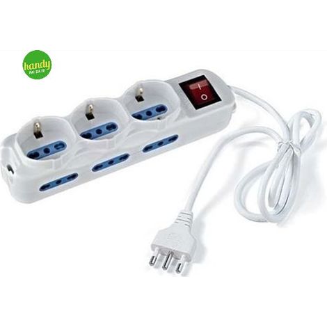 Multipresa Elettrocanali nera spina 16 a + 8 prese bipasso + 4 schuko 10 / 16 a cavo 1,5 mt