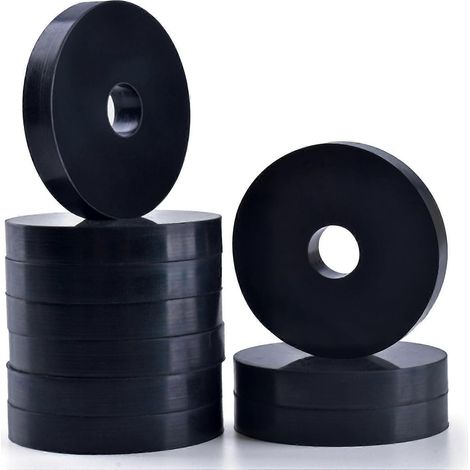 Rondelles en caoutchouc (lot de 10) : diamètre extérieur 38 mm x diamètre intérieur 9,5 mm x épaisseur 6,35 mm. Rondelles plates en néoprène noir pour boulons, vis, robinetterie et autres applications (1/5)