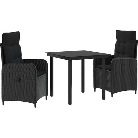 Sofa-Tischset mit Kissen mit Kissen 3 pcs Schwarz vidaXL