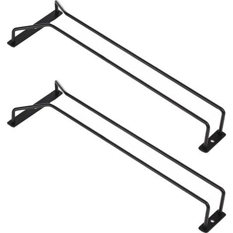 Porte-verres à vin à placer sous les meubles de cuisine, en métal noir, support pour verres à pied sous l'étagère, 35,5 cm (14 pouces), lot de 2 (1/4)
