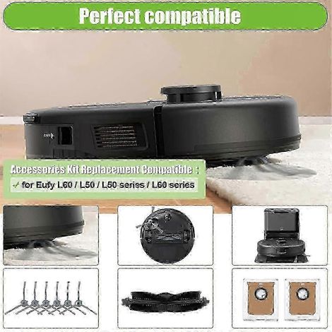 Para aspiradora robot Eufy L60/ L60 SES/ L50/ L50 SES, cepillo lateral principal, filtro HEPA, paño de mopa, polvo, edición 0617, 0901 (1/4)